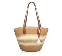 boshiho Sommer Stroh Strandtasche Damen - Handtasche Geflochten Braun groß, Strand Umhängetasche Strohtasche Korbtaschen für Reisen Urlaub, Arbeit, Outdoor, Shopper (Brown Beige)
