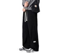 BoShiNuo Herbst Winter Cord Hosen Männer Vintage Japanische Hosen männer Cord Baggy Gerade Casual Hosen Black L