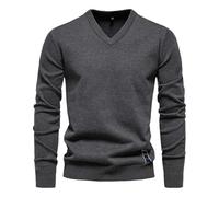 BoShiNuo Herbst Winter Pullover männer Pullover V-Ausschnitt Einfarbig Langarm Männer Kleidung Warme Pullover Männer Casual Pullover Dark Grey XXS