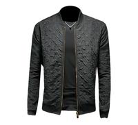 BoShiNuo Herren Freizeit Leichte Jacke Slim Fit Reißverschluss Mantel Stehkragen Oberbekleidung Frühling Herbst Winter Täglicher Gebrauch Black M
