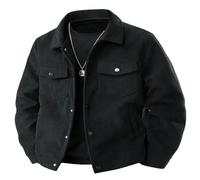 BoShiNuo Herren-Vintage-Cordjacke für Herbst und Winter lässige Street-Jacke mit Knopfleiste warm langärmlig mit mehreren Taschen Black XS