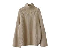 BoShiNuo Winter Warme Strickwaren Sets Frauen Rollkragen Pullover Pullover + hohe Taille Breite Bein Kordelzug Gestrickte Hosen Sets only Sweater_a S