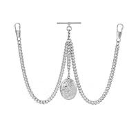 BOSHIYA Taschenuhrkette mit T Bar Endstück 73cm Doppel / 37cm Einzel Albert T-Bar Taschenuhr Kette 3/2 Haken für Weste Knopfloch Gold/Schwarz/Silber/Bronze