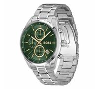 Quarzuhr BOSS "GRAND PRIX 44", silberfarben, Armbanduhren, Herren, Armbanduhr, Herrenuhr, Edelstahlarmband, analog, Tag, Stoppfunktion (40667143-0) silberfarben