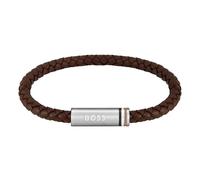 BOSS Brown braided-leather cuff with magnetic logo closure - Style ARES SINGLE, HB1580623 Braun ONESI