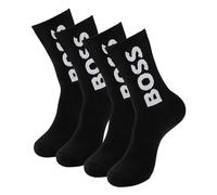 BOSS 2 Paar Herren Tennissocken Sportsocken Crewsocks QS Rib Logo CC, Farbe:Schwarz, Größe:39-42, Artikel:-001 black