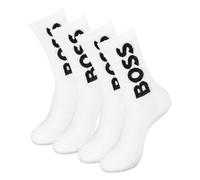 BOSS 2 Paar Herren Tennissocken Sportsocken Crewsocks QS Rib Logo CC, Farbe:Weiß, Größe:43-46, Artikel:-100 white