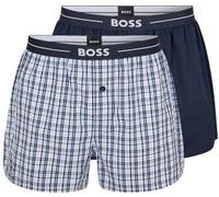 BOSS 2P Woven Boxer Shorts With Fly Dunkelblau Baumwolle Large Herren
