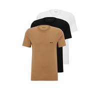 BOSS 3er Pack Herren Classic T-Shirts Kurzarm Shirts Pure Cotton Crew-Neck, Farbe:Mehrfarbig, Artikel:-265 beige/White/Black, Größe:L
