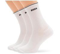 Socken BOSS "Rib Stripe", Herren, Gr. 43-46, weiß 100, Baumwollmischung, unifarben, elastisch, Socken Socken, Rippstrick, verstärkte Fersen- und Zehenpartie (74412114-43) weiß 100