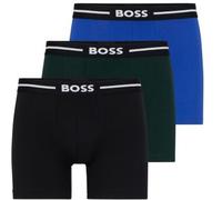 BOSS 3P Solid Cotton Bold Boxer Schwarz/Blau Baumwolle Small Herren