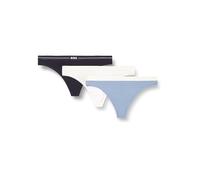 String BOSS "3P THONG", Damen, Gr. XL, 3 Stk., bunt (open miscellaneous 964), Jersey, Obermaterial: 90% Baumwolle, 10% Elasthan, körpernah, Unterhosen String, mit BOSS Logobund (96599645-XL) open misc