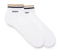 Freizeitsocken BOSS "2P SH Stripe CC", Herren, Gr. 39-42, weiß (weiß 100), Baumwollmischung, unifarben mit Farbeinsatz, elastisch, Socken, mit BOSS Schriftzug (61365666-39) weiß 100