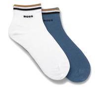 BOSS Zweierpack kurze Socken mit Signature-Streifen an den Bündchen - Style 2P SH Stripe CC, 50491195 Weiß / Blau 39-42