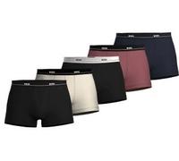 BOSS Fünfer-Pack eng anliegende Boxershorts aus Stretch-Baumwolle mit kurzem Bein und Logos am Bund - Style Trunk 5P Essential, 50517854 Weiß / Rot / Schwarz / Blau S