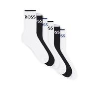 BOSS Sechser-Pack kurze Socken aus geripptem Baumwoll-Mix - Style 6P QS Stripe CC, 50510168 Schwarz / Weiß / Blau 39-42