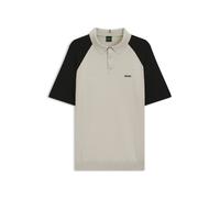 BOSS Active Strick-Poloshirt mit Colour-Blocking - Style KN_GOC Swing PS, 50563393 Hellbeige M