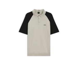 BOSS Active Strick-Poloshirt mit Colour-Blocking - Style KN_GOC Swing PS, 50563393 Hellbeige M
