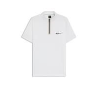 BOSS Active T-Shirt aus Stretch-Jersey mit Troyerkragen - Style Taylor TOC, 50543347 Weiß S