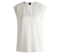 BOSS Ärmellose Bluse aus Stretch-Seiden-Satin - Style Binadi, 50540616 Weiß 40