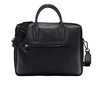 Hugo Boss Aktentasche Daxter – genarbtes Leder, 40 cm, mit Logo-Schriftzug – Schwarz