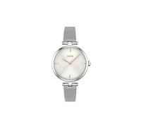 BOSS Analog Quarzuhr für Damen Kollektion Majesty mit Silbernes Edelstahl-Mesh-Gliederarmband - 1502653