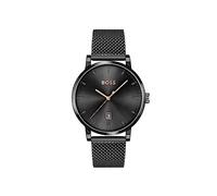 BOSS Analog Quarzuhr für Herren Kollektion Confidence mit Schwarzes Edelstahl-Mesh-Gliederarmband - 1513810