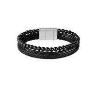 BOSS Armband mit Tigerperlen und geflochtenem Leder in Schwarz - Style SPHERE MIXED, HB1580786 Schwarz ONESI