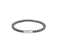 BOSS Armband aus Hämatitperlen mit Logo-Verschluss - Style SPHERE BEADS, HB1580790 Dunkelgrau M