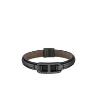 BOSS Armband aus geschichtetem Leder mit schwarzem metallenen Logo-Verschluss - Style KODE, HB1580784 Schwarz M