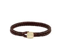 BOSS Braunes Armband aus geflochtenem Leder mit goldfarbenem Verschluss - Style SEAL, HB1580667 Braun M