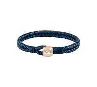 BOSS Geflochtenes Leder-Armband in Blau mit goldfarbenem Verschluss - Style SEAL, HB1580668 Blau M