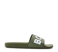 BOSS Badeschuhe mit Logo Print in Oliv, Größe 43