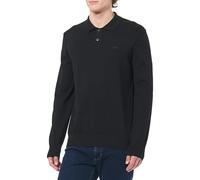 Polokragenpullover BOSS ORANGE "Asac", Herren, Gr. 3XL, schwarz (schwarz001), Strick, Obermaterial: 85% Baumwolle, 15% Kapok, unifarben, regular fit hüftlang, V-Ausschnitt, Bündchen, Pullover, mit Log