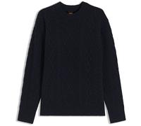 BOSS Pullover aus Schurwolle mit Zopfmuster - Style Atreccio, 50571421 Dunkelblau L