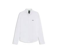 Langarmhemd BOSS GREEN "B Motion L", Herren, Gr. M, N-Gr, weiß (weiß100), Jersey, Obermaterial: 100% Baumwolle, unifarben, casual, regular fit hüftlang, Rundhals, Langarm 2-Knopf-Manschette mit Schlit
