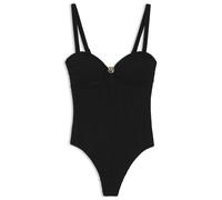 BOSS Badeanzug aus plissiertem Gewebe mit metallischem Double B Monogramm - Style SWIMSUIT_DOUBLE B, 50561334 Schwarz L