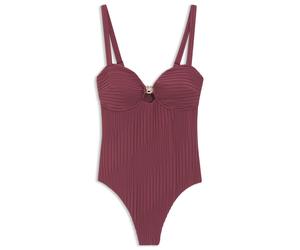 BOSS Badeanzug aus plissiertem Gewebe mit metallischem Double B Monogramm - Style SWIMSUIT_DOUBLE B, 50561334 Dunkelrot XL
