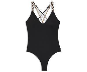 BOSS Badeanzug mit geflochtenen Signature-Riemchen - Style SWIMSUIT_BOSS BRAID, 50561279 Schwarz S
