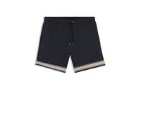 BOSS Badeshorts mit Tunnelzug aus Stretch-Gewebe und Bandbesatz - Style Resort_Tape_Trunks, 50561077 Dunkelblau XL