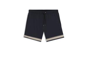 BOSS Badeshorts mit Tunnelzug aus Stretch-Gewebe und Bandbesatz - Style Resort_Tape_Trunks, 50561077 Dunkelblau XXL