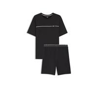 Shorty BOSS "Bamboo Short Set", Herren, Gr. M, grau (dunkelgrau 021), Jersey, Obermaterial: 94% Viskose, 6% Elasthan, regular fit, Rundhals, Kurzarm, Homewear-Sets (42667856-M) dunkelgrau 021