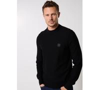 BOSS Herren Anion S Strukturierter Pullover aus Baumwolle und Kaschmir mit Logo-Aufnäher Schwarz001 M