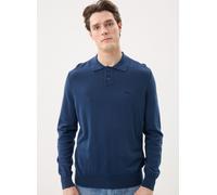 Polokragenpullover BOSS ORANGE "Asac Cotton Wool", Herren, Gr. XXL, blau (open blau464), Strick, Obermaterial: 85% Baumwolle, 15% Kapok, regular fit hüftlang, V-Ausschnitt, Bündchen, Pullover, mit Log