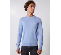 Strickpullover BOSS ORANGE "Kanovano", Herren, Gr. S, blau (open blau470), Strick, Obermaterial: 95% Baumwolle, 5% Kaschmir, casual, regular fit hüftlang, Rundhals, Langarm eingesetzt Strickbündchen,