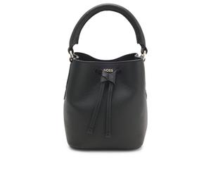 BOSS Beuteltasche aus Leder mit Logo-Schriftzug - Style Lenah SM Bucket, 50557980 Schwarz ONESI