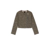 BOSS Bikerjacke aus Baumwoll-Mix in Cropped-Länge mit Leoparden-Jacquard - Style C_Jaleo, 50546006 Gemustert 42