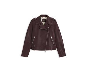 BOSS Bikerjacke aus genarbtem Leder mit Reißverschlüssen und Nieten - Style C_Sandy, 50541769 Bordeaux 34