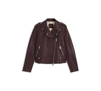 BOSS Bikerjacke aus genarbtem Leder mit Reißverschlüssen und Nieten - Style C_Sandy, 50541769 Dunkelbraun 36