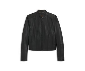 BOSS Bikerjacke aus weichem Leder mit Stehkragen - Style C_Saleste1, 50545625 Schwarz 36